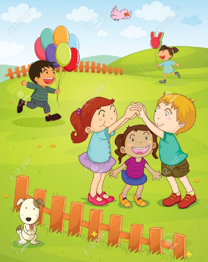 13593845-Illustration-d-enfants-jouant-dans-le-parc-Banque-d'images